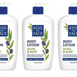 Kiss My Face Olive & Aloe Moisturizing Body Lotion, 16-Ounce Bottles (pack of 3)