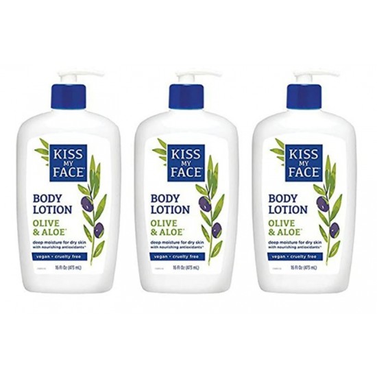 Kiss My Face Olive & Aloe Moisturizing Body Lotion, 16-Ounce Bottles (pack of 3)