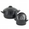 Gibson Home Casselman 4 Piece Nonstick Pasta Pot Set In Black With Bakelite Handle/Knob