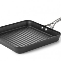 Aluminum Nonstick Cookware, Square Grill Pan, 11-inch, Black