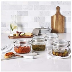 Mason Craft Clear Glass Metal Clamp Jars, 17OZ Pack of 4