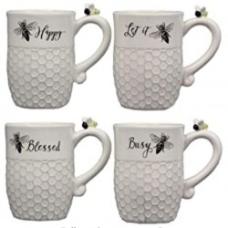 Ceramic Bee Coffee Mug Cup - Set of 4