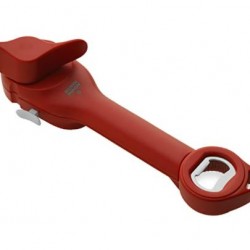 Can Opener with Auto Safety Master for Bottles and Jars - Red