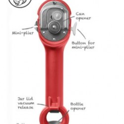 Can Opener with Auto Safety Master for Bottles and Jars - Red