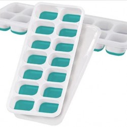 Easy Release Flexible Silicone Ice Cube Trays Turquoise 2 Pack