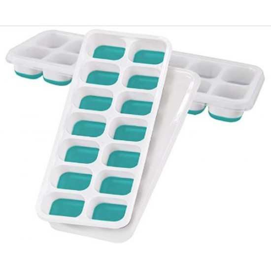 Easy Release Flexible Silicone Ice Cube Trays Turquoise 2 Pack