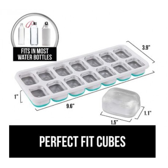 Easy Release Flexible Silicone Ice Cube Trays Turquoise 2 Pack