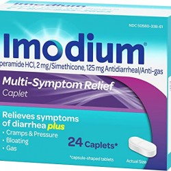 Imodium Anti-Diarrheal Medicine for Treatment of Diarrhea, Gas, Bloating, Cramps & Pressure, 24 ct.