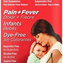 Infants' Tylenol Liquid Medicine, Pain Plus Fever Relief, Dye-Free Cherry, 2 fl oz