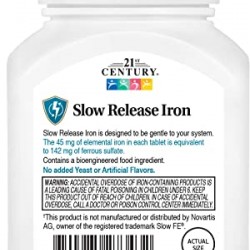 21st Century Slow Release Iron Tablets, 60 Count