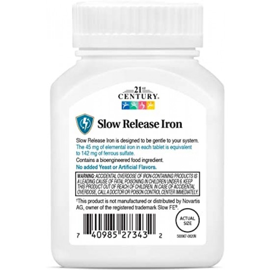 21st Century Slow Release Iron Tablets, 60 Count