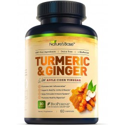 Tumeric & Ginger Supplements Capsules, Nature's Base -60CT