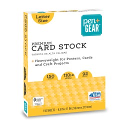 Pen + Gear White Premium Card Stock, 8.5 x 11, 110 lb, 150 Sheets