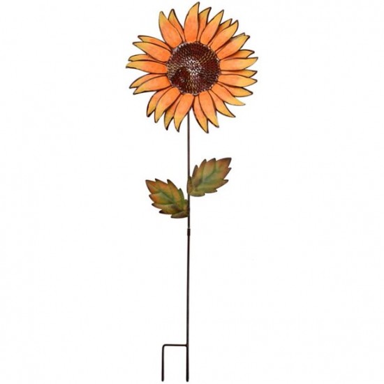 Flower Garden Stake Decorative Flower Yard Stake, Sunflower Decor Metal Yard Art Decor Outdoor Garden Decoration for Patio Porch Lawn Pathway Backyard 12.2" W x 1" D x 36" H