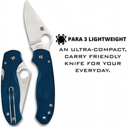 Spyderco Para 3 Lightweight Signature Folding Utility Pocket Knife with 2.92" Blue