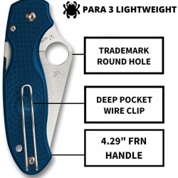 Spyderco Para 3 Lightweight Signature Folding Utility Pocket Knife with 2.92" Blue