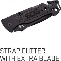 SOG Escape Tactical Folding Knife- 3.4 Inch Serrated Edge