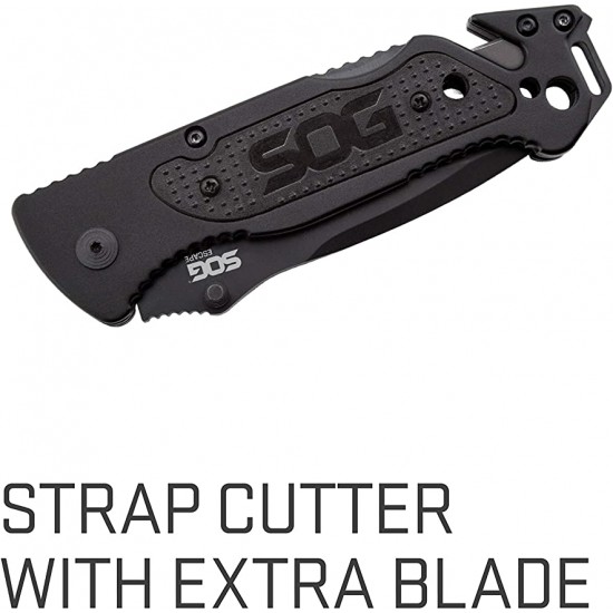 SOG Escape Tactical Folding Knife- 3.4 Inch Serrated Edge