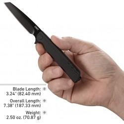 CRKT LCK + Folding Pocket KnifeBlack Plain Edge Sheepsfoot Blade, Reinforced Nylon Handle with Pocket Clip