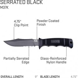 SOG Fixed Blade Knives with Kydex Sheath  4.75 Inch blade