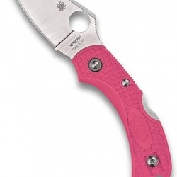 Spyderco Dragonfly 2 Knife with Steel Blade and Lightweight Pink Handle - PlainEdge