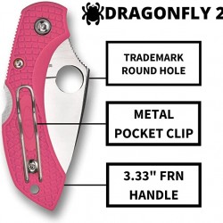 Spyderco Dragonfly 2 Knife with Steel Blade and Lightweight Pink Handle - PlainEdge