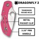 Spyderco Dragonfly 2 Knife with Steel Blade and Lightweight Pink Handle - PlainEdge