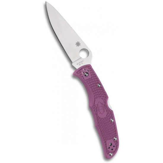 Spyderco Endura 4 Lightweight Signature Knife with 3.80" VG-10 Steel Blade and Purple FRN Handle - PlainEdge