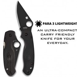 Spyderco Para 3 Lightweight Signature Folding Utility Pocket Knife with 2.92" Black 