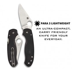 Spyderco Para 3 Lightweight Signature Folding Utility Pocket Knife with 2.92" Stainless Steel Blade 